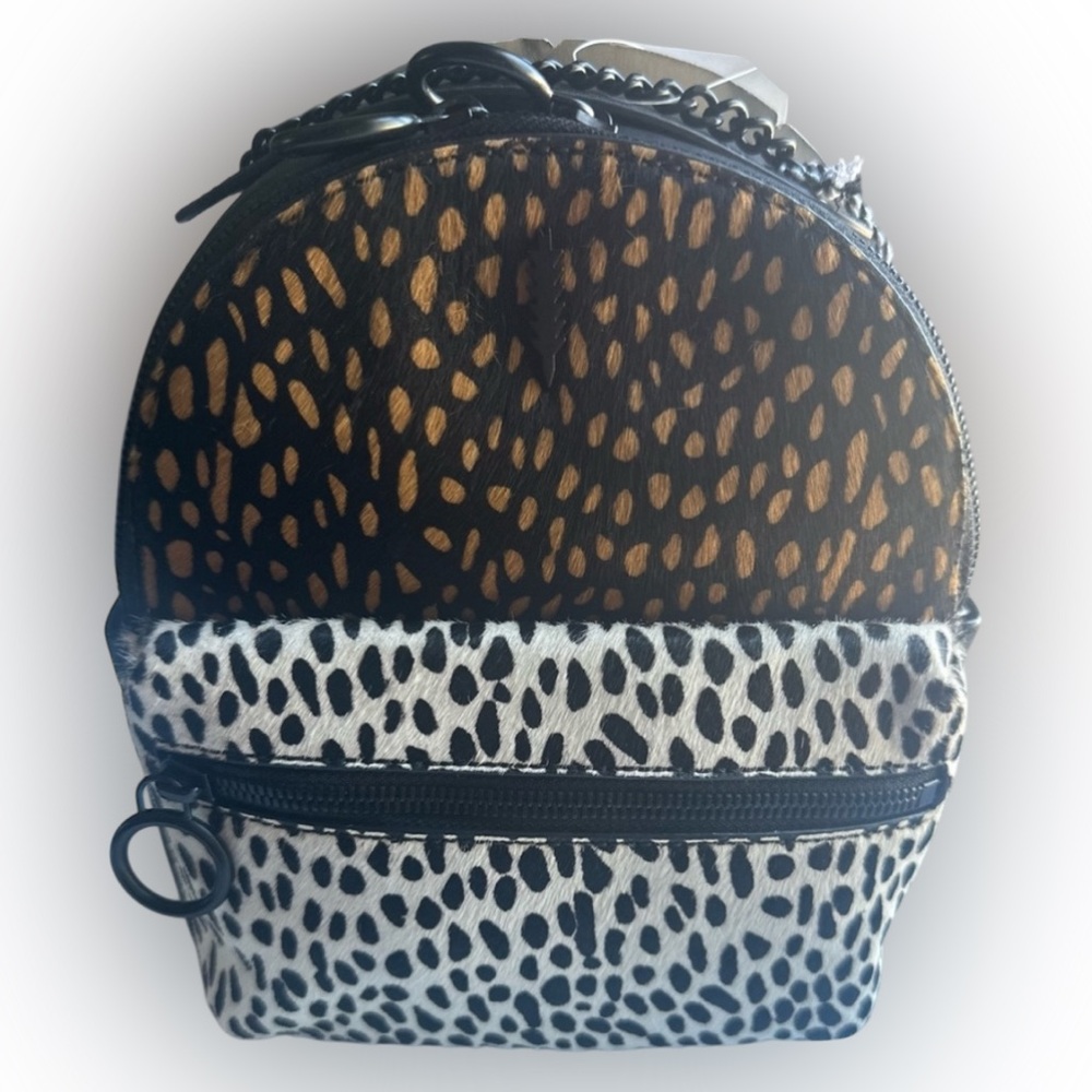 Thacker Marly Mini Calf Hair Animal Print Zippered Backpack $228 MSRP NWT